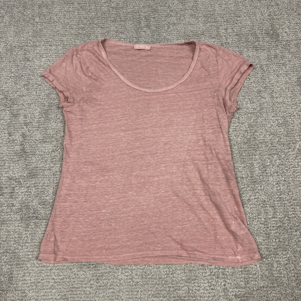CP Shades Tee Shirt Womens Small 100% Linen Pink Top Short Sleeve